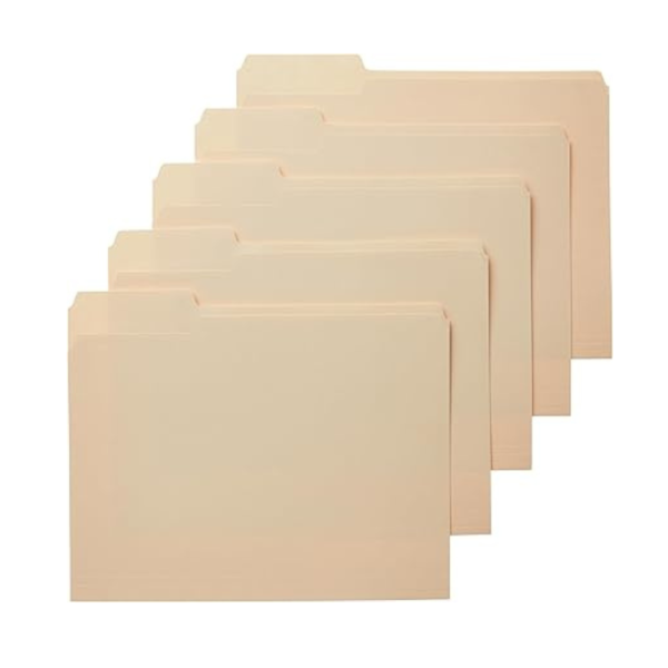 Amazon Basics 1/3-Cut Tab, Assorted Positions File Folders